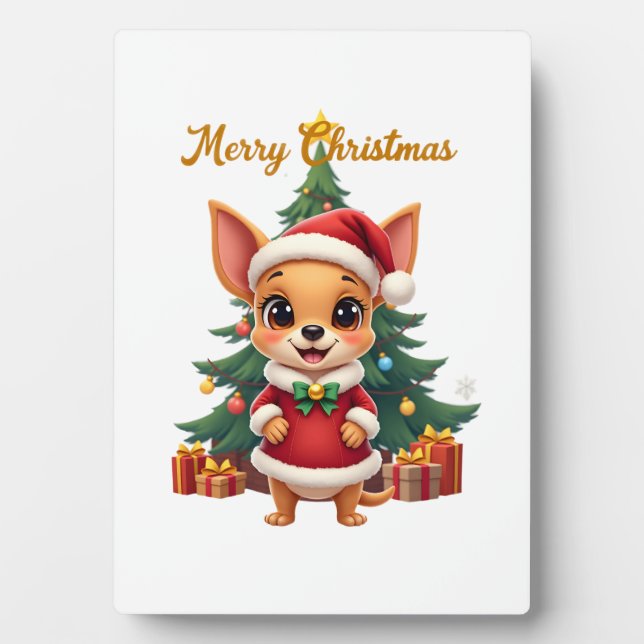 Placa Expositora Perro Chihuahua Feliz Navidad (Frente)