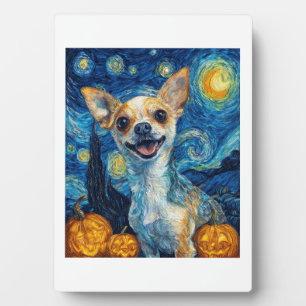 Placa Expositora perro chihuahua sonriente noche estrellada de Van