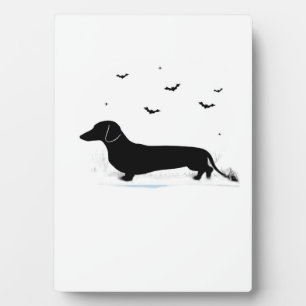 Placa Expositora Perro Dachshund � Silueta Clásica de Luna de Hallo