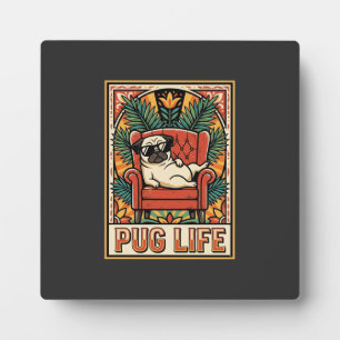 Placa Expositora Perro de Arte Popular Retro Pug