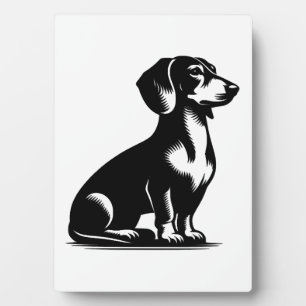 Placa Expositora Perro de caza clásico dibujo vintage de dachshund 