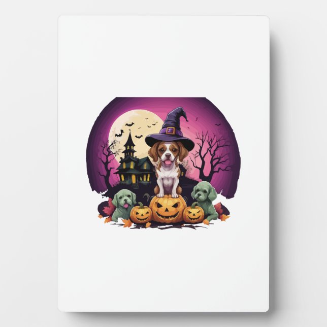 Placa Expositora Perro de Halloween Amantes del Otoño (Frente)