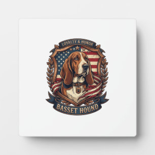 Placa Expositora Perro de lealtad Basset Hound Bandera americana Es