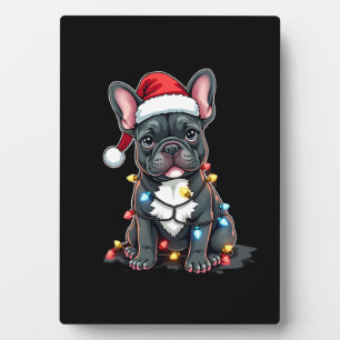 Placa Expositora Perro de Navidad Bulldog Francés Navideño Frenchie