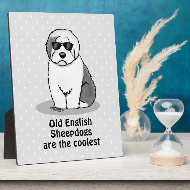Placa Expositora Perro de oveja inglés antiguo de Guay (gris 1) gra (Lado)