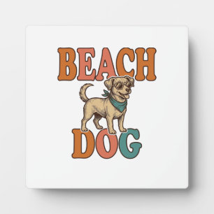 Placa Expositora Perro de Playa Grabado Vintage Diseño Gráfico_1
