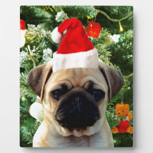 Placa Expositora Perro de pug cachorro árbol de Navidad Ornamentos