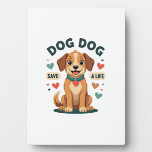 Placa Expositora Perro De Rescate Lindo Vintage Salva Una Vida Cach