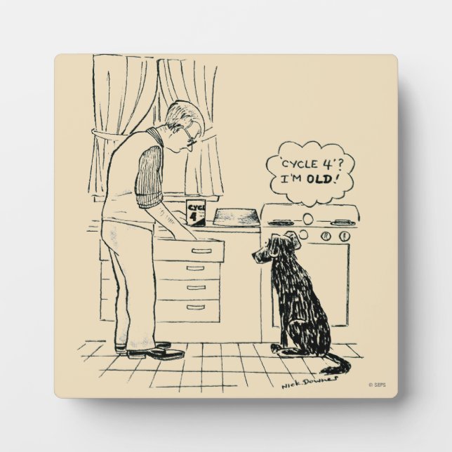 Placa Expositora Perro envejeciendo (Frente)