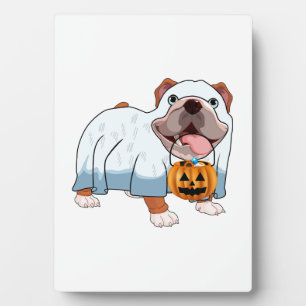 Placa Expositora Perro fantasma Bulldog Halloween