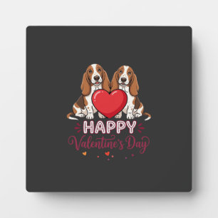 Placa Expositora Perro Floral de San Valentín Basset Hound