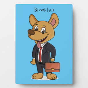 Placa Expositora Perro gracioso usando traje de negocios personaliz