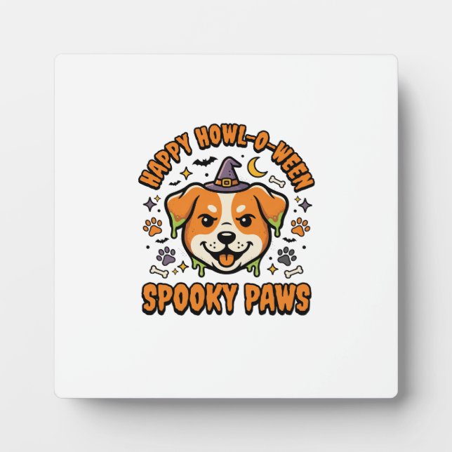Placa Expositora Perro Halloween Patas Espeluznantes (Frente)