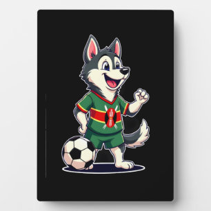 Placa Expositora Perro Husky Divertido Bailando Dabbing Kenia Fútbo