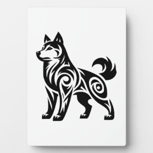 Placa Expositora Perro Husky Tribal Místico Poderoso