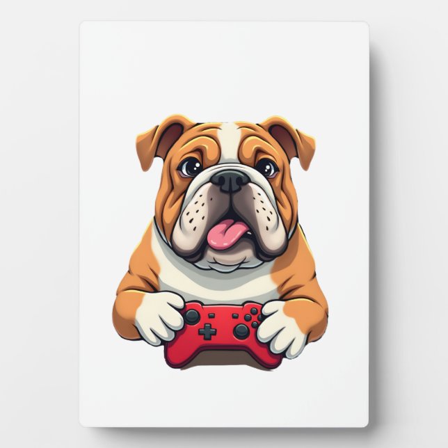 Placa Expositora Perro Juega Videojuegos  (6) (Frente)