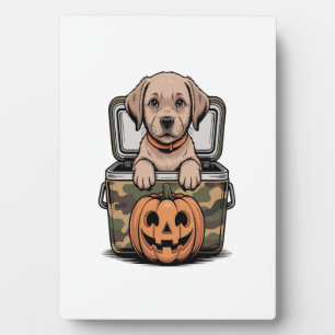 Placa Expositora Perro labrador marrón Halloween espeluznante