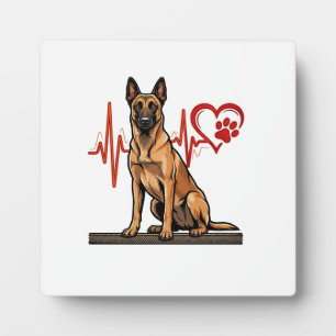 Placa Expositora Perro pastor belga latido de corazón pata corazón