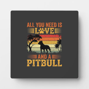 Placa Expositora Perro Pitbull Atardecer Retro Amor