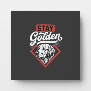 Placa Expositora Perro Retro Retriever Dorado Golden Mantente Dorad