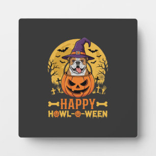 Placa Expositora Perro salchicha divertido Halloween feliz Howl-O-W