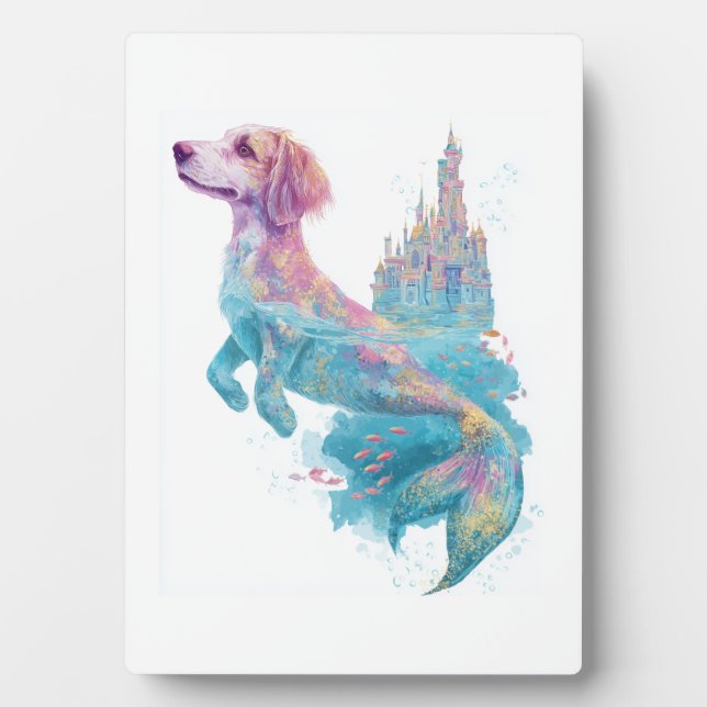 Placa Expositora Perro Sirena Fantasía Subacuática (Frente)