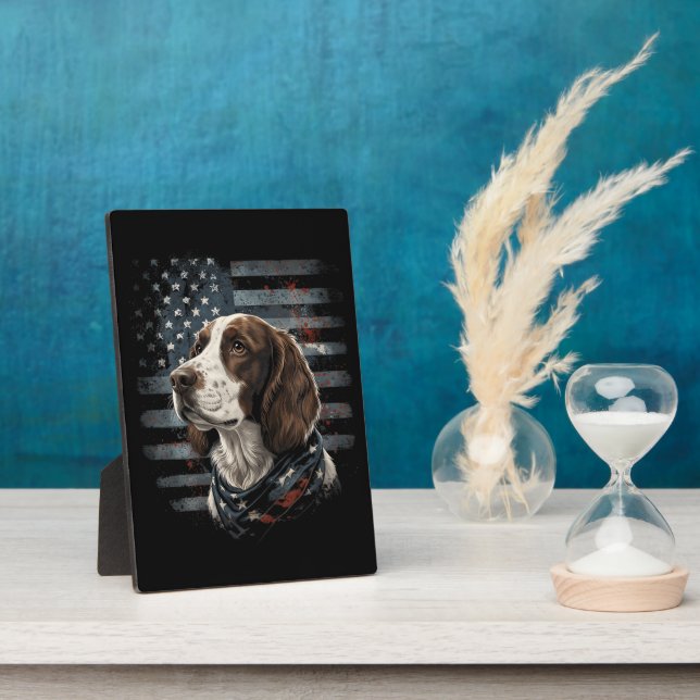 Placa Expositora Perro Springer Spaniel Bandera Americana (Lado)