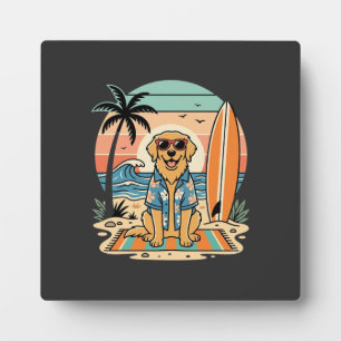 Placa Expositora Perro Surfista Playa Retro Verano