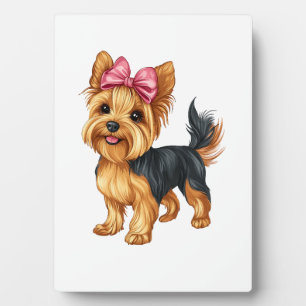 Placa Expositora Perro Yorkshire Terrier De Lazo Coqueta Chica Mamá
