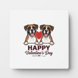 Placa Expositora Perros Boxer Feliz Día de San Valentín Vintage