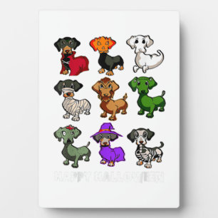 Placa Expositora Perros Dachshund Halloween Feliz Halloween