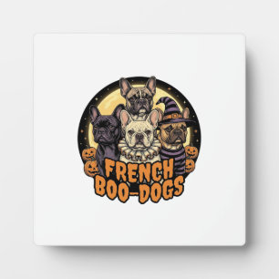 Placa Expositora Perros franceses Boo Halloween diseño de Bulldog f