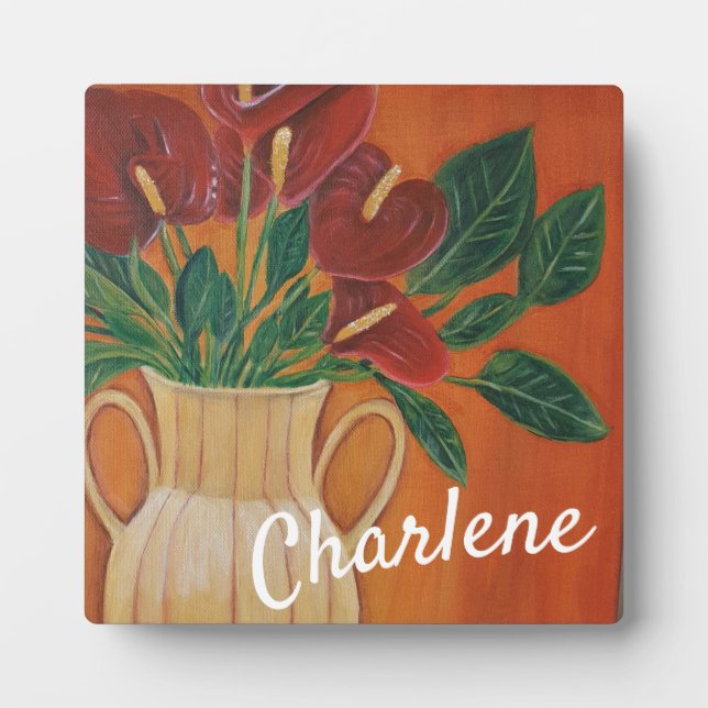 Placa Expositora Personalised Flower red Antrium Plaque (Frente)