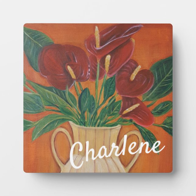 Placa Expositora Personalised Flower red Antrium Plaque (Frente)