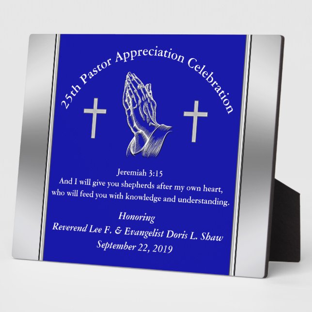 Placa Expositora Personalizable Blue Pastor Appreciación Plaque (Lado)
