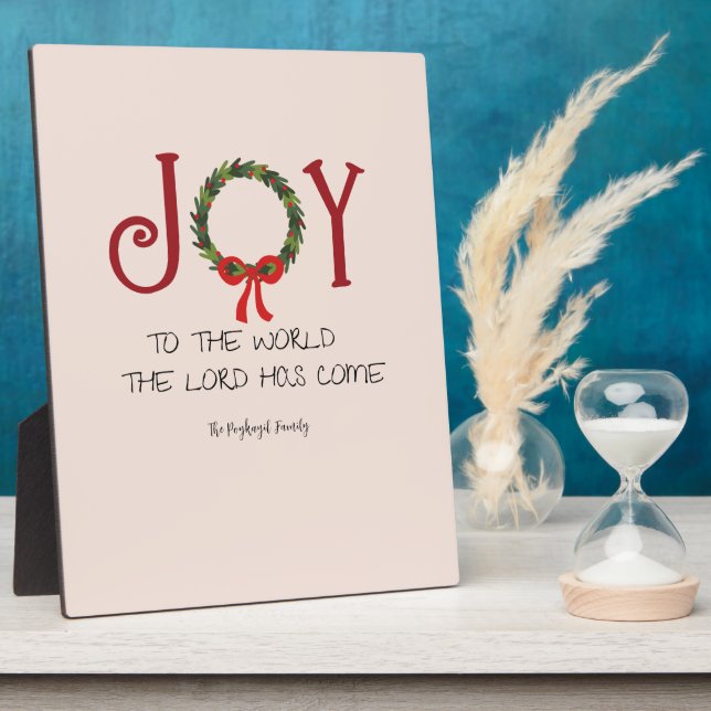 Placa Expositora personalizable familia nombre navidad alegría a lo (Lado)