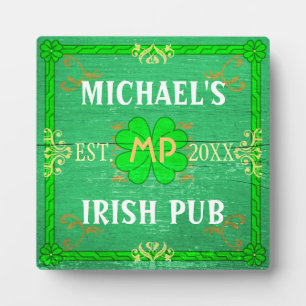 Placa Expositora Personalizable Home Bar Irish Pub Green