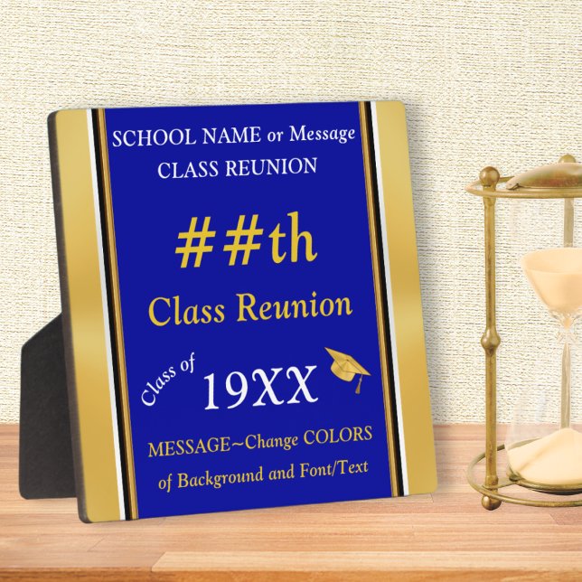 Placa Expositora Personalizable, Rótulo de reunión de clase para ta (Class reunion sign. Center place ideas for class reunion or personalized class reunion award, prize.)