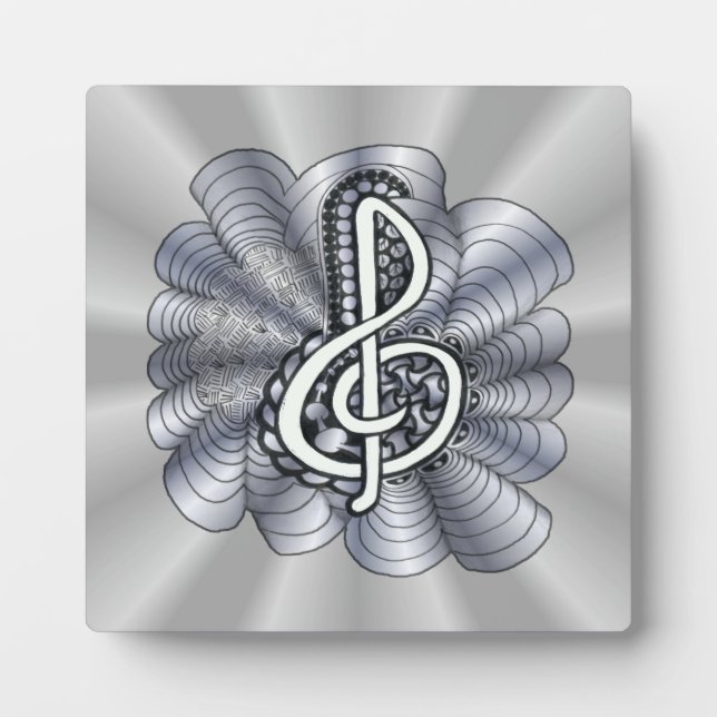 Placa Expositora Personalizable Treble Clef Silver (Frente)