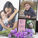 Placa Expositora Personalizado 3 Collage de fotos mejor tía de la h<br><div class="desc">Placa de collage de fotos con la mejor tipografía de la historia de la tía para personalizar con 3 fotos. La placa fotográfica múltiple hace un regalo único de recuerdo para la tía especial.</div>