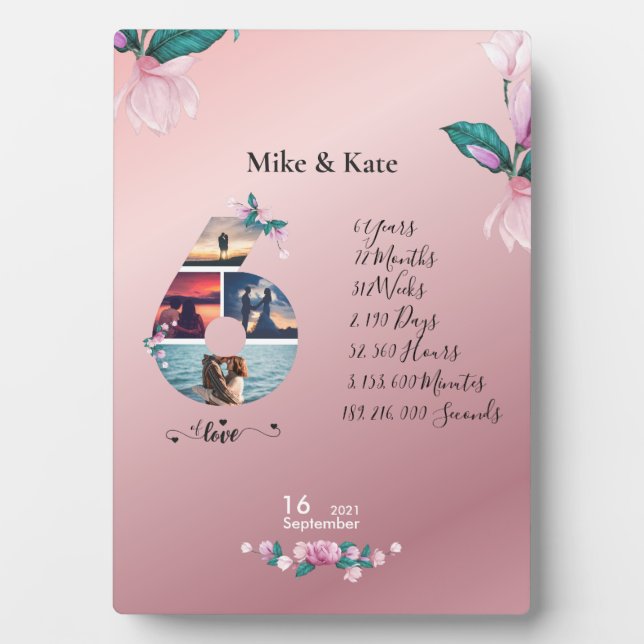 Placa Expositora Personalizado 4 Collage de fotos 8º aniversario pa (Frente)