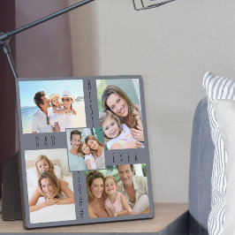 Placa Expositora Personalizado 5 Collage de fotos Mejor Papá Jamás 