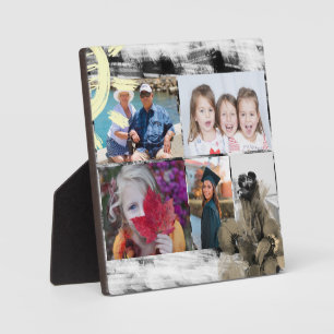 Placa Expositora Personalizado 5 Fotos Floral Resumen Blanco y Negr