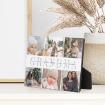 Placa Expositora Personalizado Abuela Abuela Collage de fotos<br><div class="desc">Crea un regalo dulce para la abuela con esta placa de seis collages de fotos. "GRANDMA" aparece en el centro con letras grises de moda,  con el mensaje de su personalizado y los nombres de sus nietos puestos.</div>