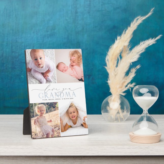 Placa Expositora Personalizado Ama Abuela 4 Collage de fotos Plaque (Lado)