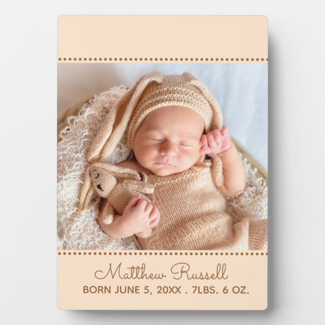 Placa Expositora Personalizado Baby Photo Birth Stats (Frente)