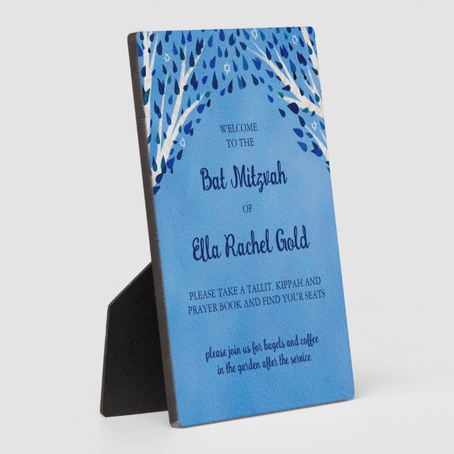 Placa Expositora Personalizado Bat Bar Mitzvah Rótulo (Lado)