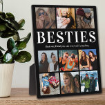 Placa Expositora Personalizado Besties Gift | Mejor Amigo<br><div class="desc">Placa fotográfica personalizada de amistad con un fondo negro de moda que puede cambiarse a cualquier color,  9 fotos de ti y de tu padre,  y una bonita cita con un mejor amigo.</div>