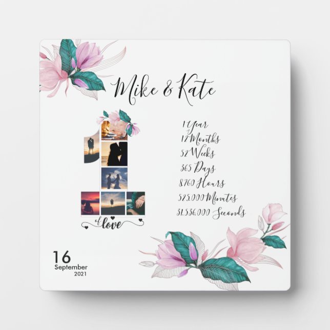 Placa Expositora Personalizado Collage de fotos primer aniversario  (Frente)