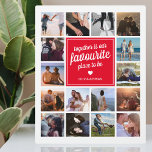 Placa Expositora Personalizado Couple Gift | COLLAGE DE FOTOS<br><div class="desc">Placa de imagen personalizada para pareja o recién casados con un fondo blanco y nítido que se puede cambiar a cualquier color, 16 fotos de tu elección, un cuadrado rojo con el nombre de la pareja, un símbolo de corazón blanco y el texto dulce que dice "juntos es nuestro lugar...</div>